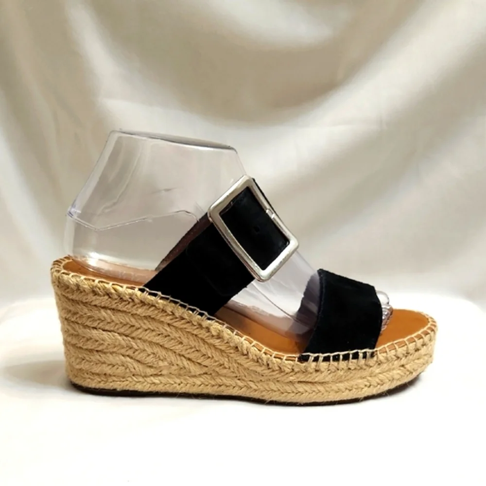 Franco Sarto Coastal Leather Espadrille Wedge Sandals (w size 8)
